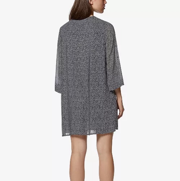 Avec Les Filles Sz S Microfloral Printed Pleated Shirt Flowy Shift Dress - Picture 2 of 16